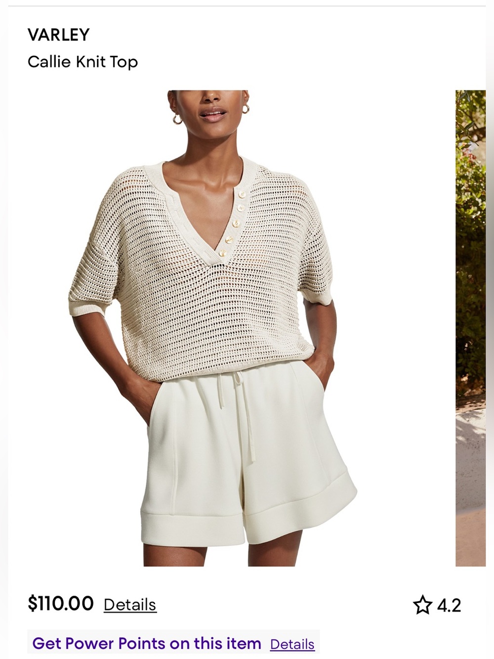 Varley Callie Knit Top in Ivory